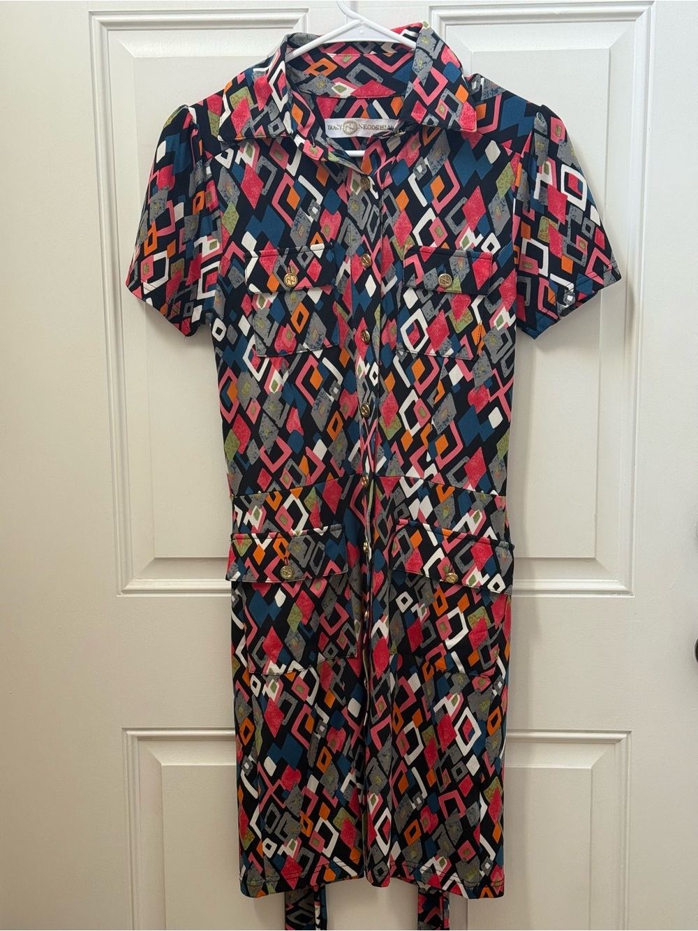 Tracy Negoshian Geometric Print Short-Sleeve Shirt Dress - Multicolor